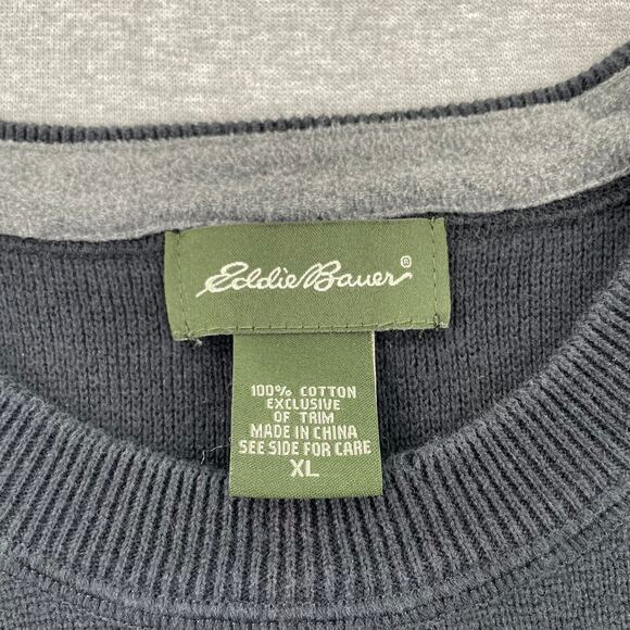 Eddie Bauer Sweater Mens XL Blue Gray Stripe Pullover Crewneck Retro Ski Skater - Picture 3 of 11